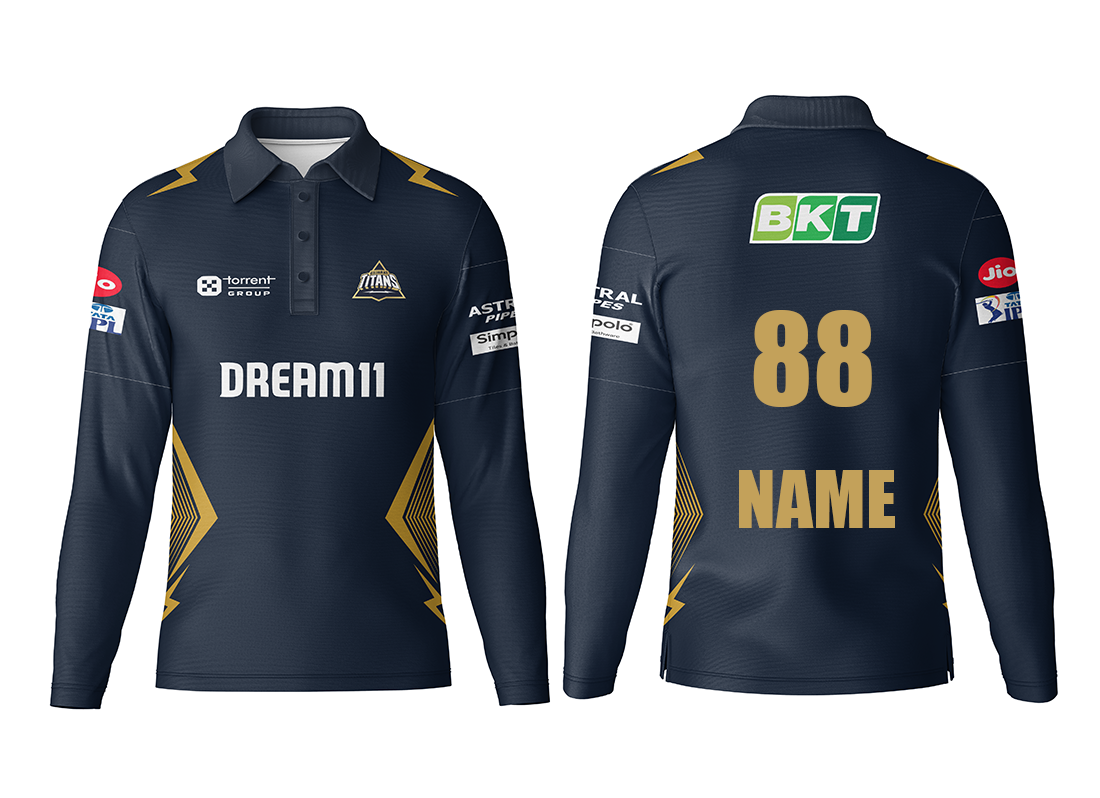 GT Gujrat titans Full sleeve polo neck customized jersey