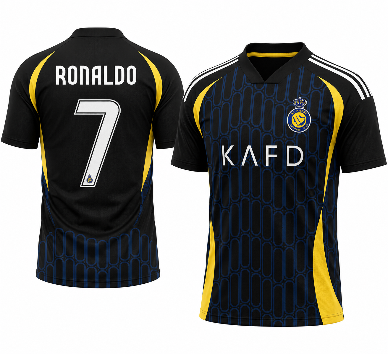 Cristiano Ronaldo #7 Al Nassr Black & Blue Jersey | Custom Name & Number Football Shirt