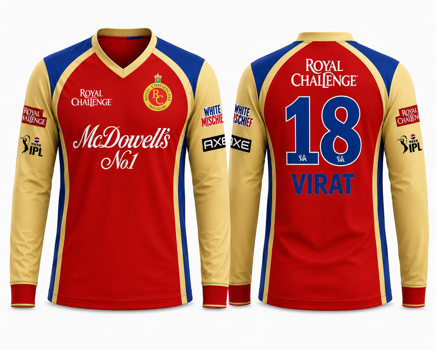 JerseyJunction Customized RCB old era Jersey V neck full sleeves