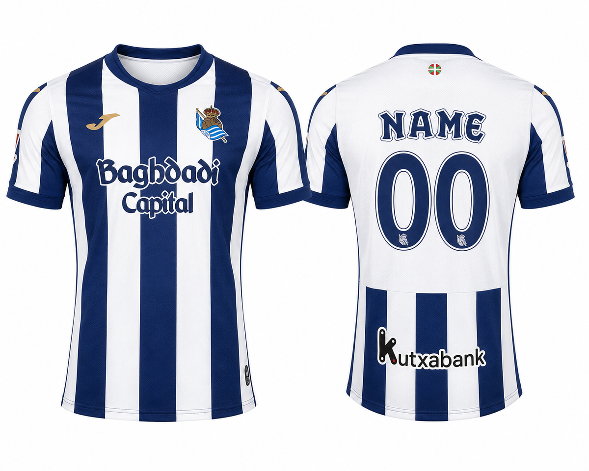 JerseyJunction Real Sociedad 26-27 Home Kit print your name number