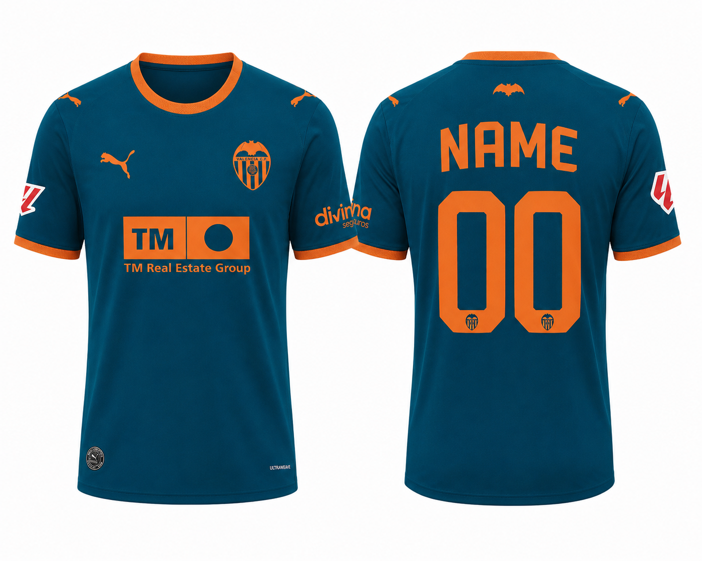 JerseyJunction Valencia 26-27 Third Kit print your name number
