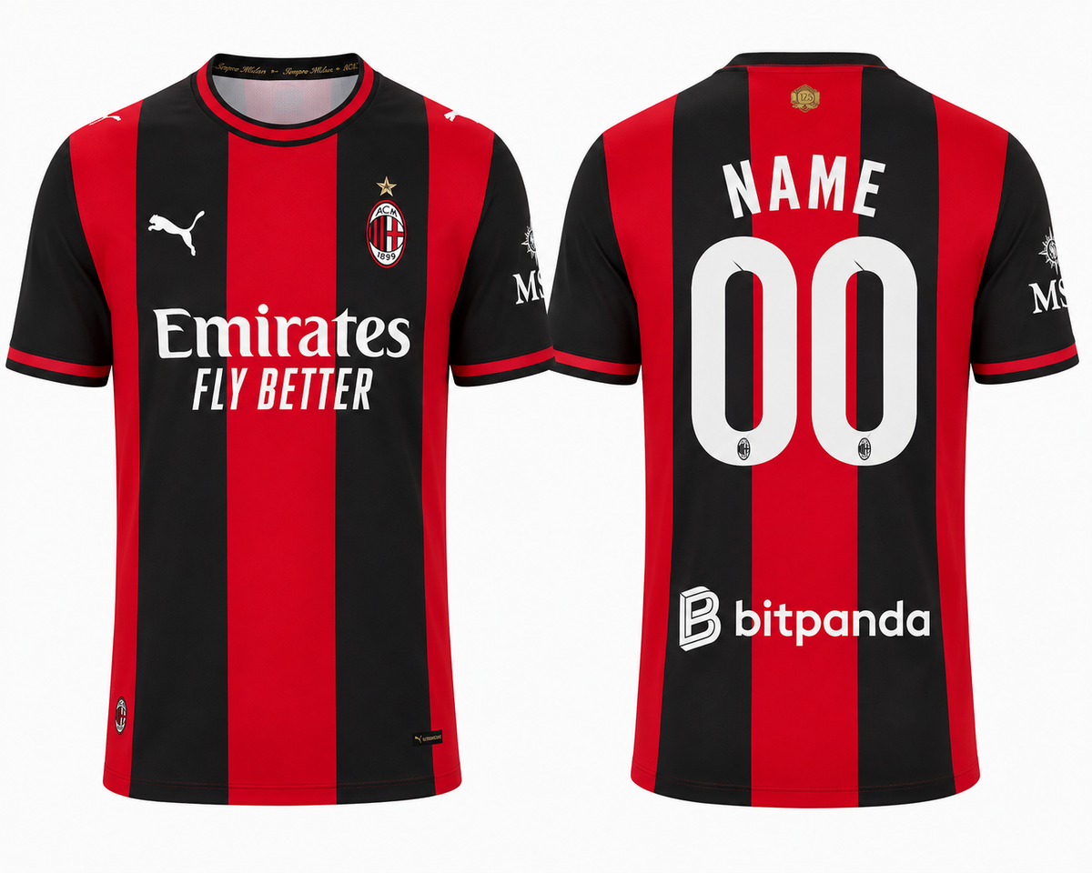JerseyJunction AC Milan 26-27 Home Kit print your name number