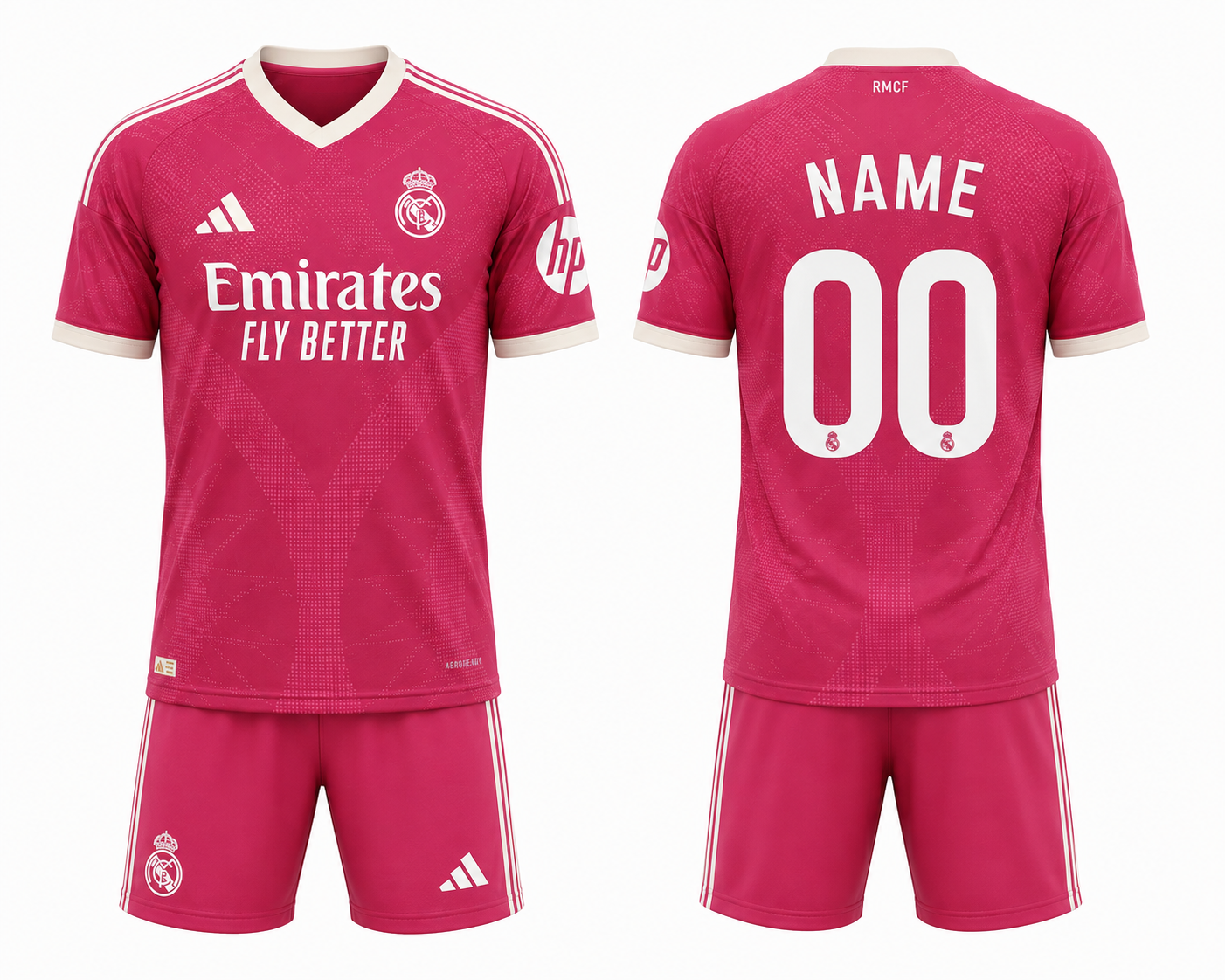 JerseyJunction Pink Real Madrid 26-27 Third Kit print jersey with shorts