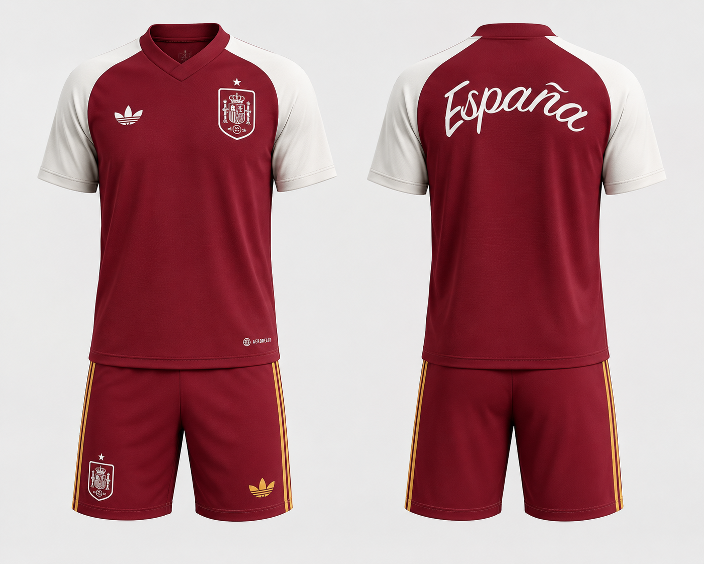 JerseyJunction Spain Training T-Shirt Pre Match Away jersey with shorts World Cup 2026 - Collegiate Burgundy