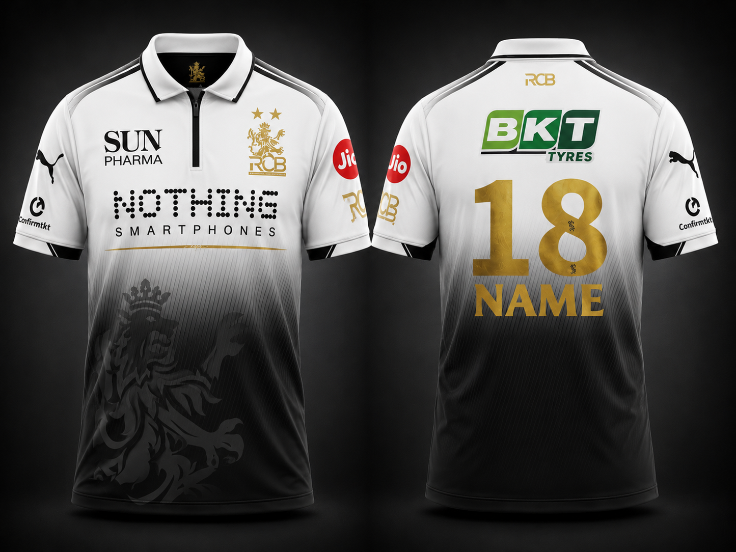 JerseyJunction Customized RCB latest 2026 jersey Half Sleeves white black