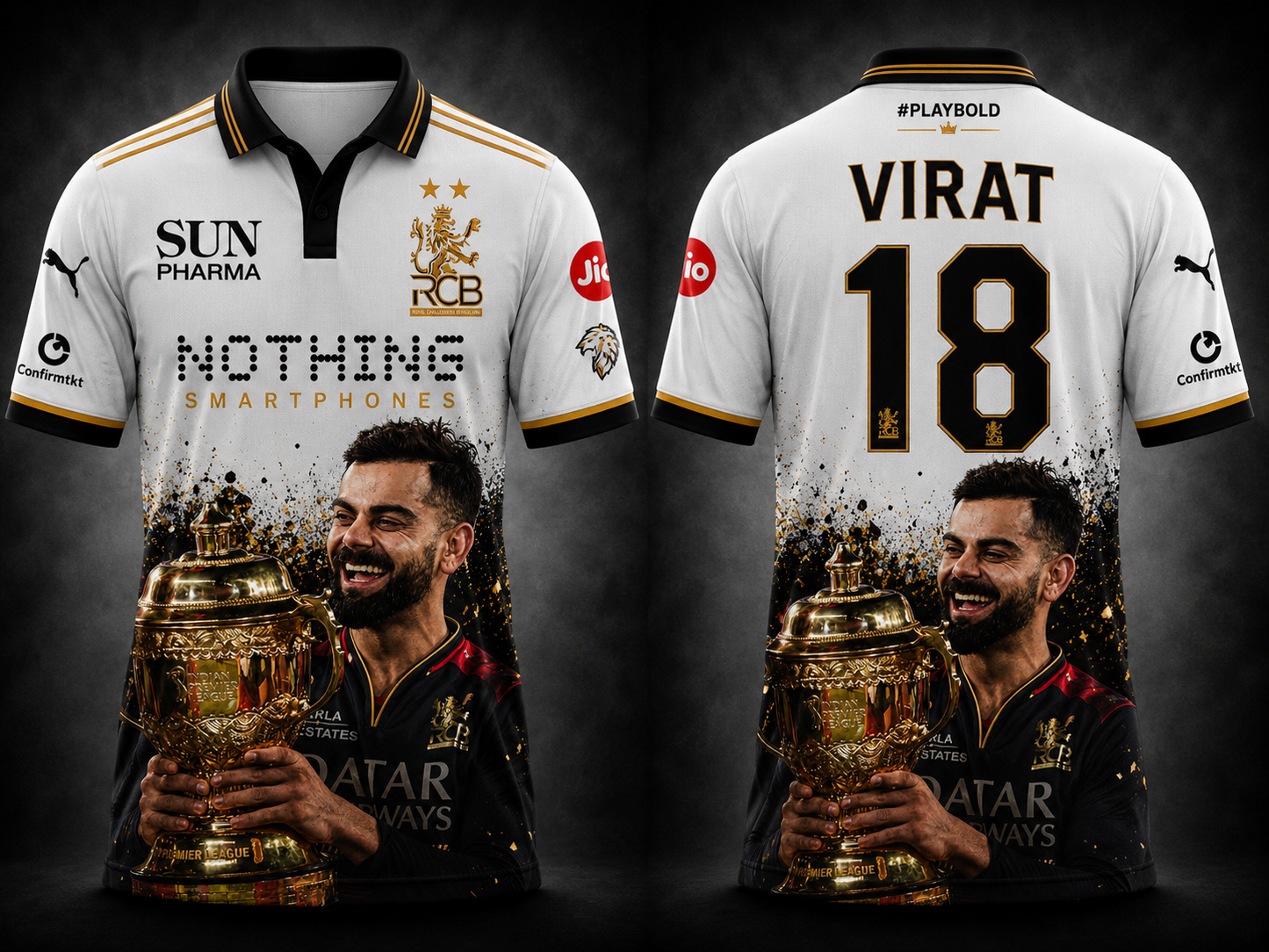 JerseyJunction Customized RCB latest 2026 jersey Half Sleeves Virat fan jersey white design 2