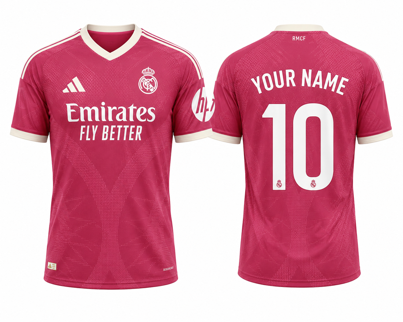 JerseyJunction Pink Real Madrid 26-27 Third Kit print your name number
