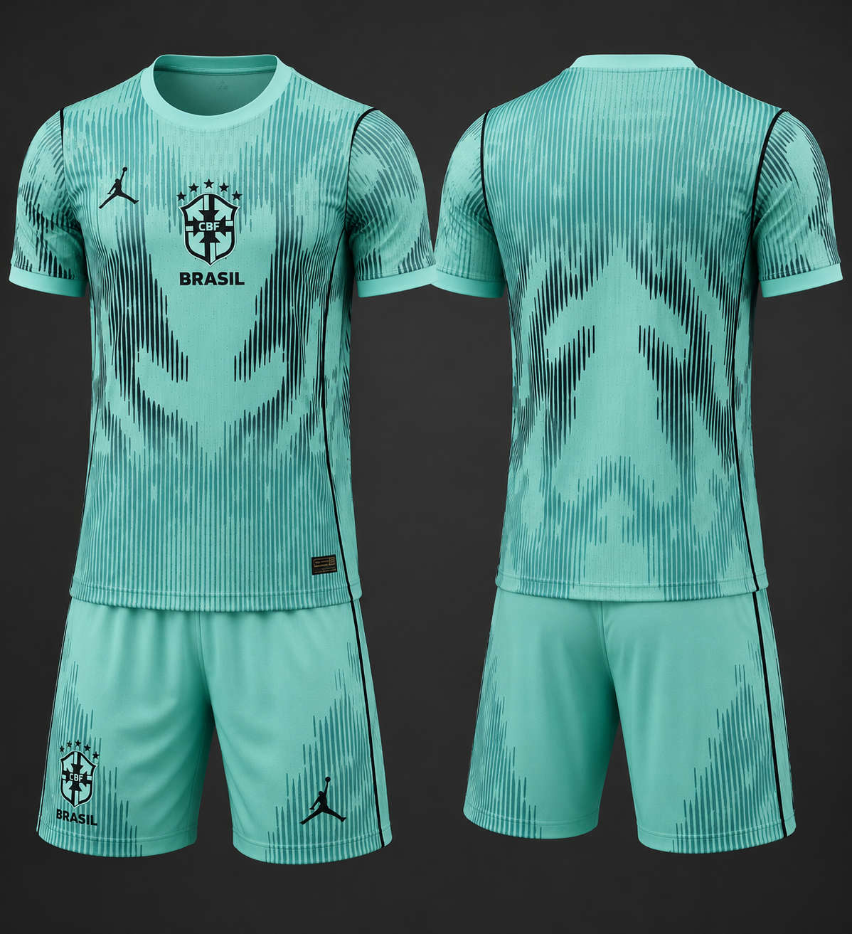 JerseyJunction Brazil Mint Green Football Jersey & Shorts Set 2026 โ Custom Name & Number