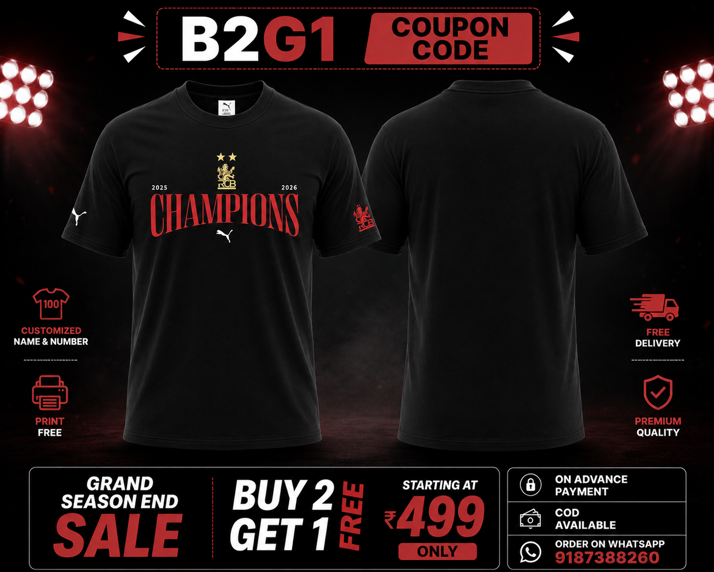 JerseyJunction Customized RCB latest 2026 jersey Half Sleeves 2 stars travel jersey black latest fan jersey