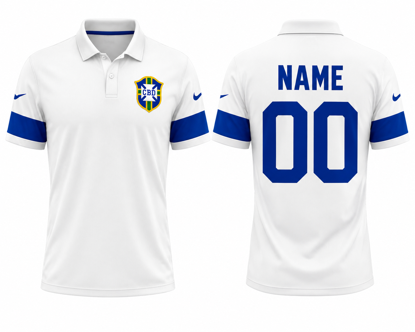 Jerseyjunction Brazil White Polo Football Jersey | Custom Name & Number Soccer Jersey