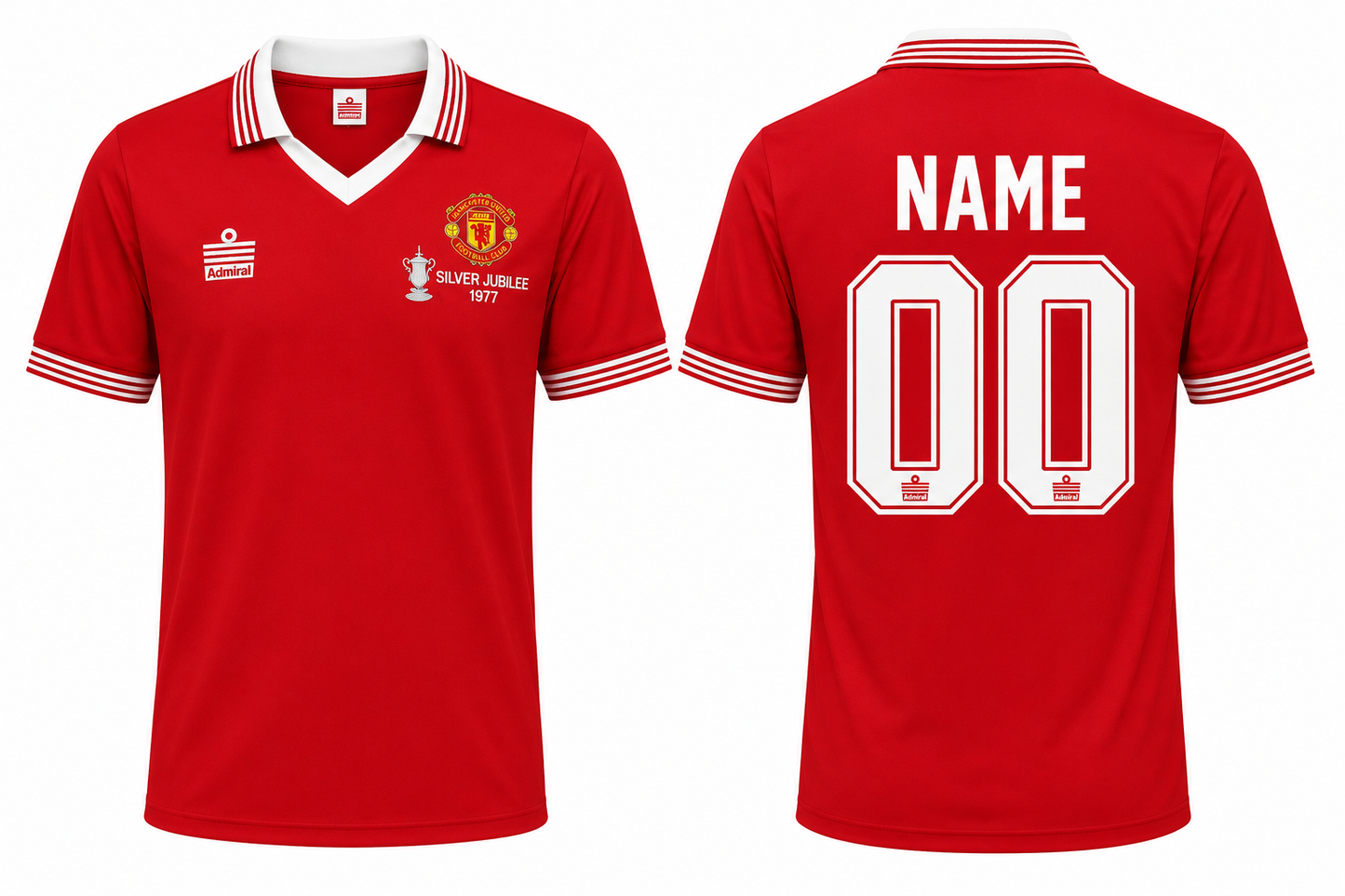 Jerseyjunction Manchester United 1977 FA Cup Final Retro Football Jersey | Custom Name & Number Soccer Jersey