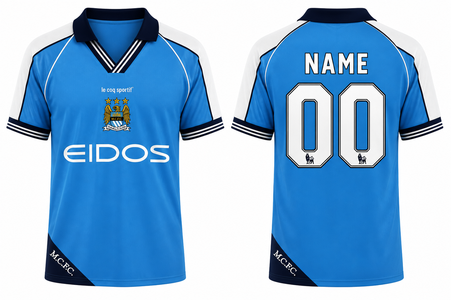Jerseyjunction Manchester City 1999-2000 Home Retro Jersey| Custom Name & Number