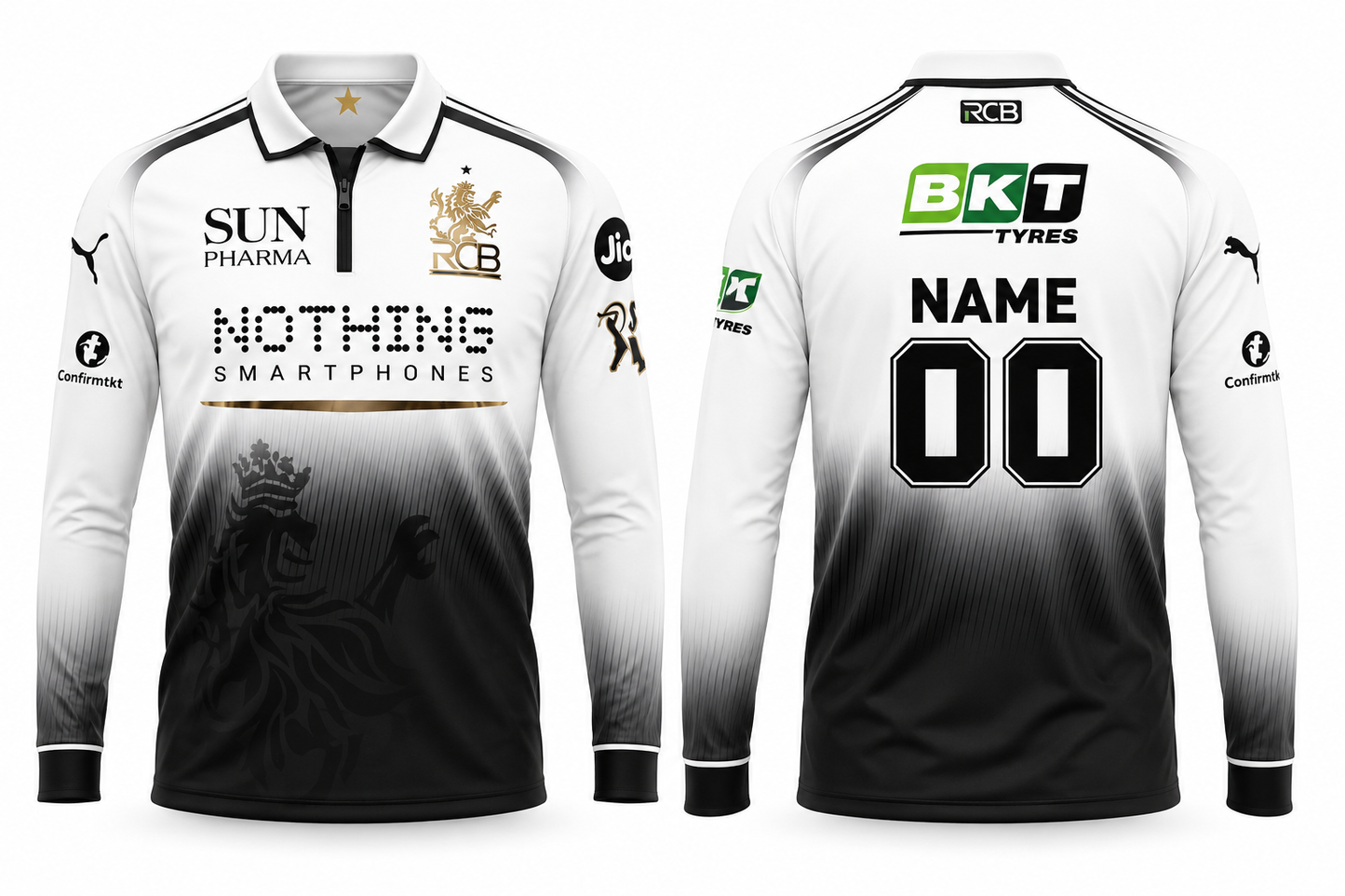JerseyJunction Customized RCB Jersey full sleeves Concept black white
