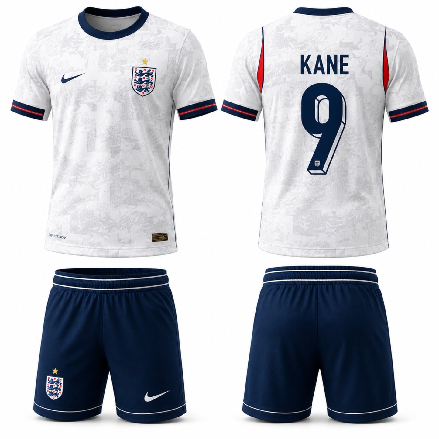 England White Custom Football Jersey & Shorts Set โ Personalized Name & Number Soccer Kit