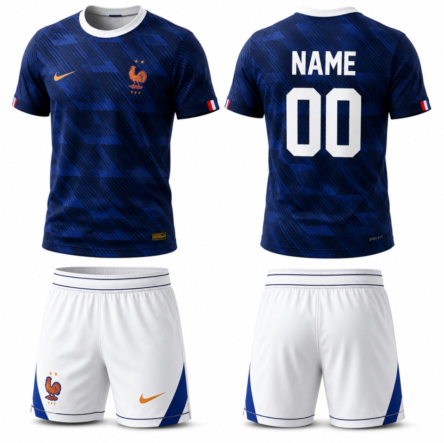 France Blue Custom Football Jersey & Shorts Set โ Personalized Name & Number Soccer Kit