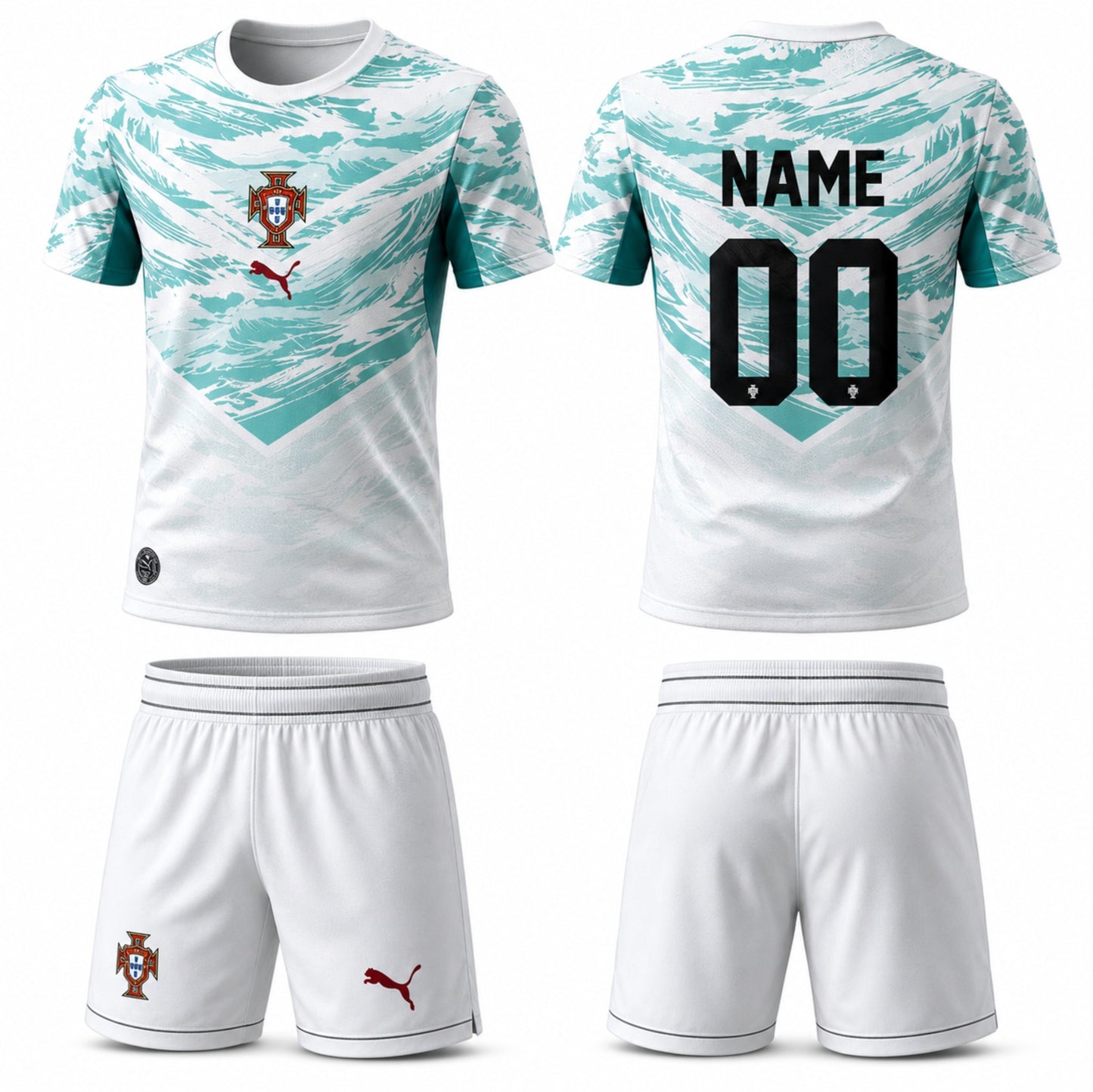 Portugal Away Custom Football Jersey & Shorts Set โ Personalized Name & Number Soccer Kit