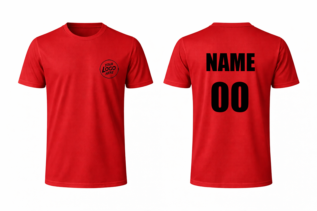 Customized Red Jersey with Logo, Number & Design Printing