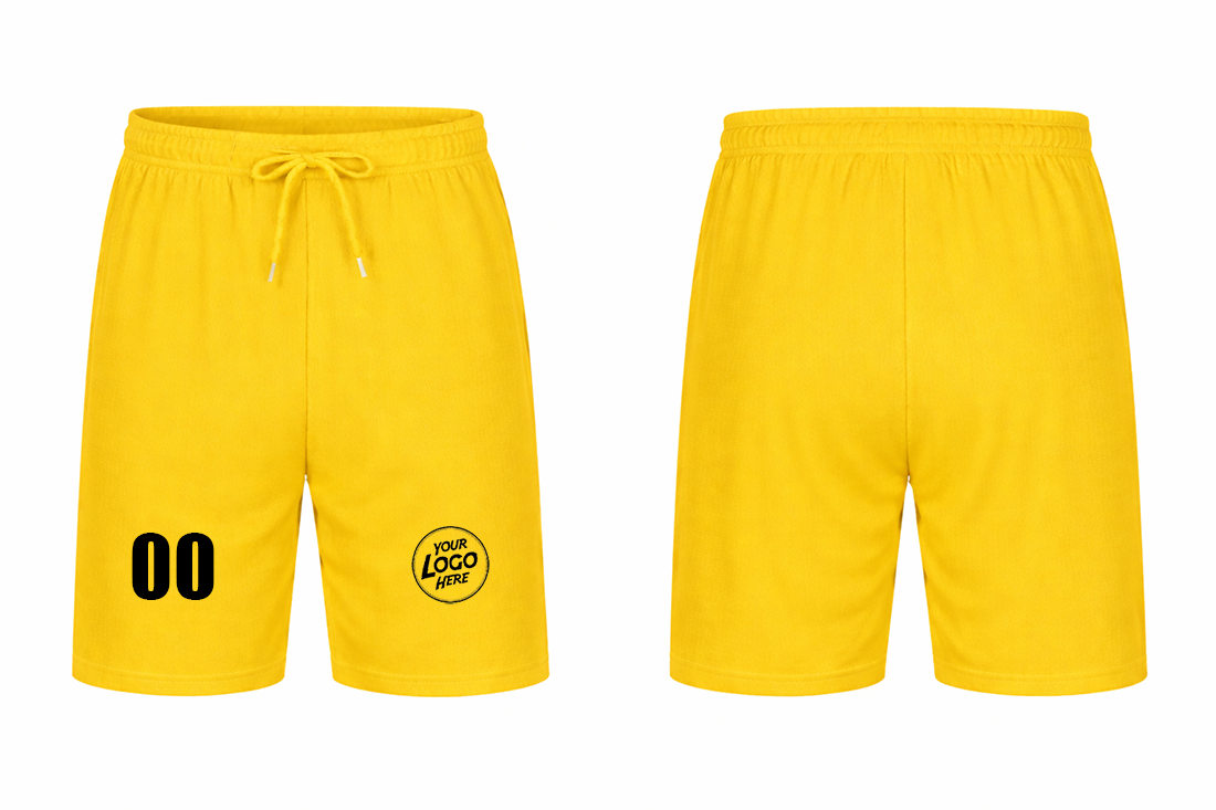 Customized Yellow Shorts with Logo, Number & Design Printing