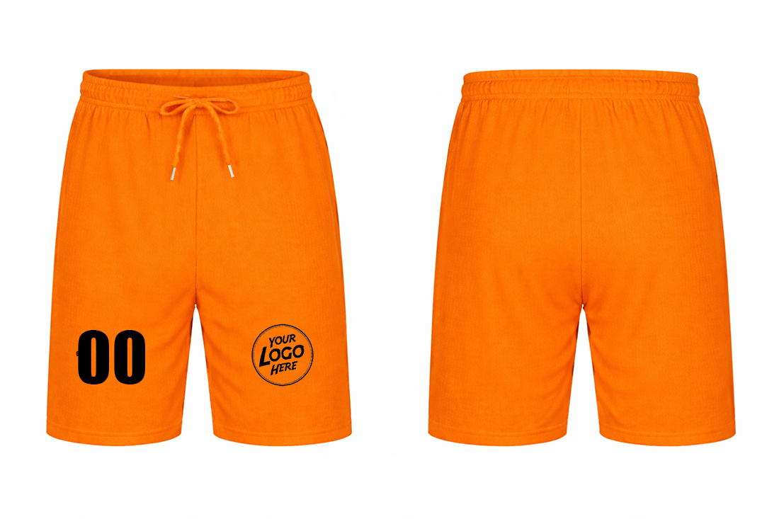 Customized Orange Shorts with Logo, Number & Design Printing