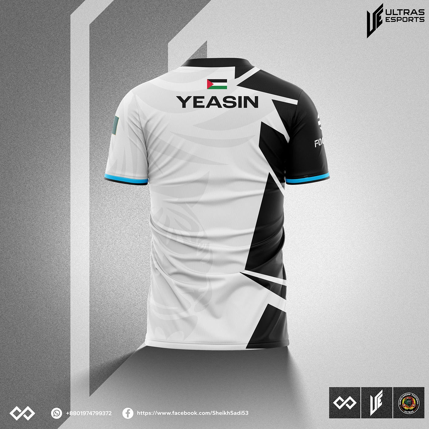 WHITE AND BLACK Customized Esports Gaming Jerseys – Add Name, Number & Logo