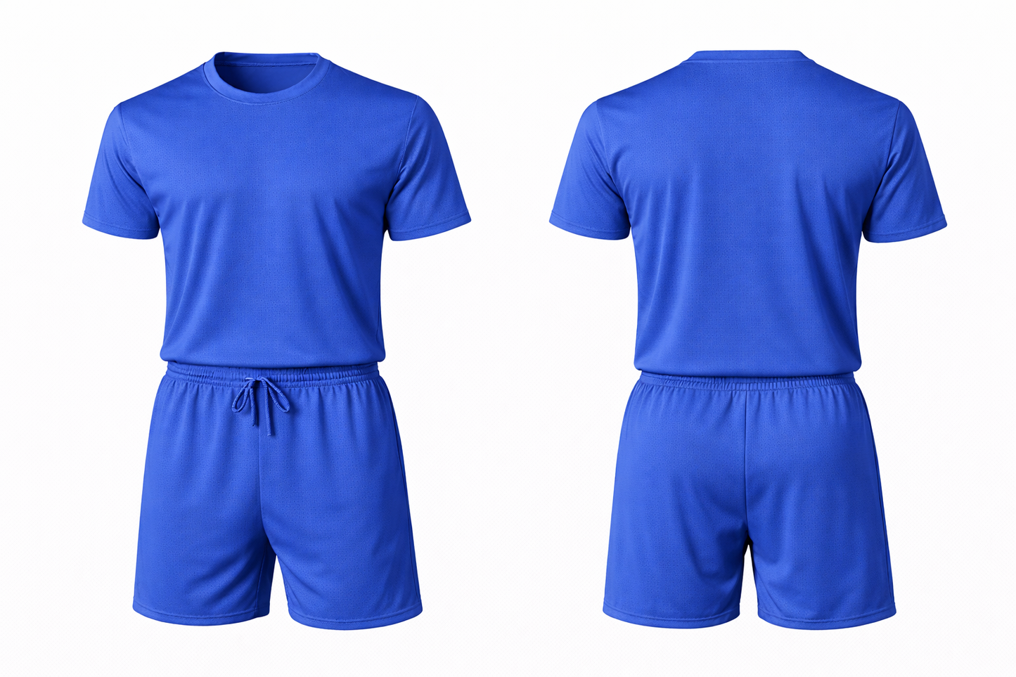 Plain royal blue jersey with shorts
