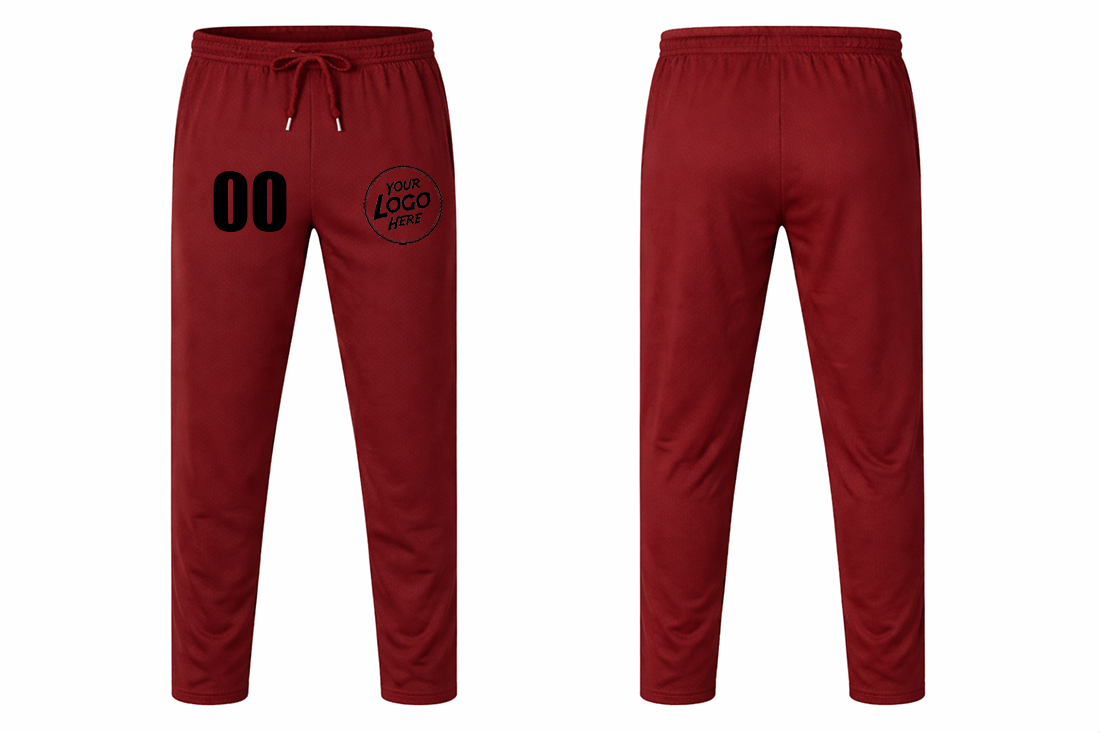 Customized Red Track Pant with Logo, Number & Design Printing