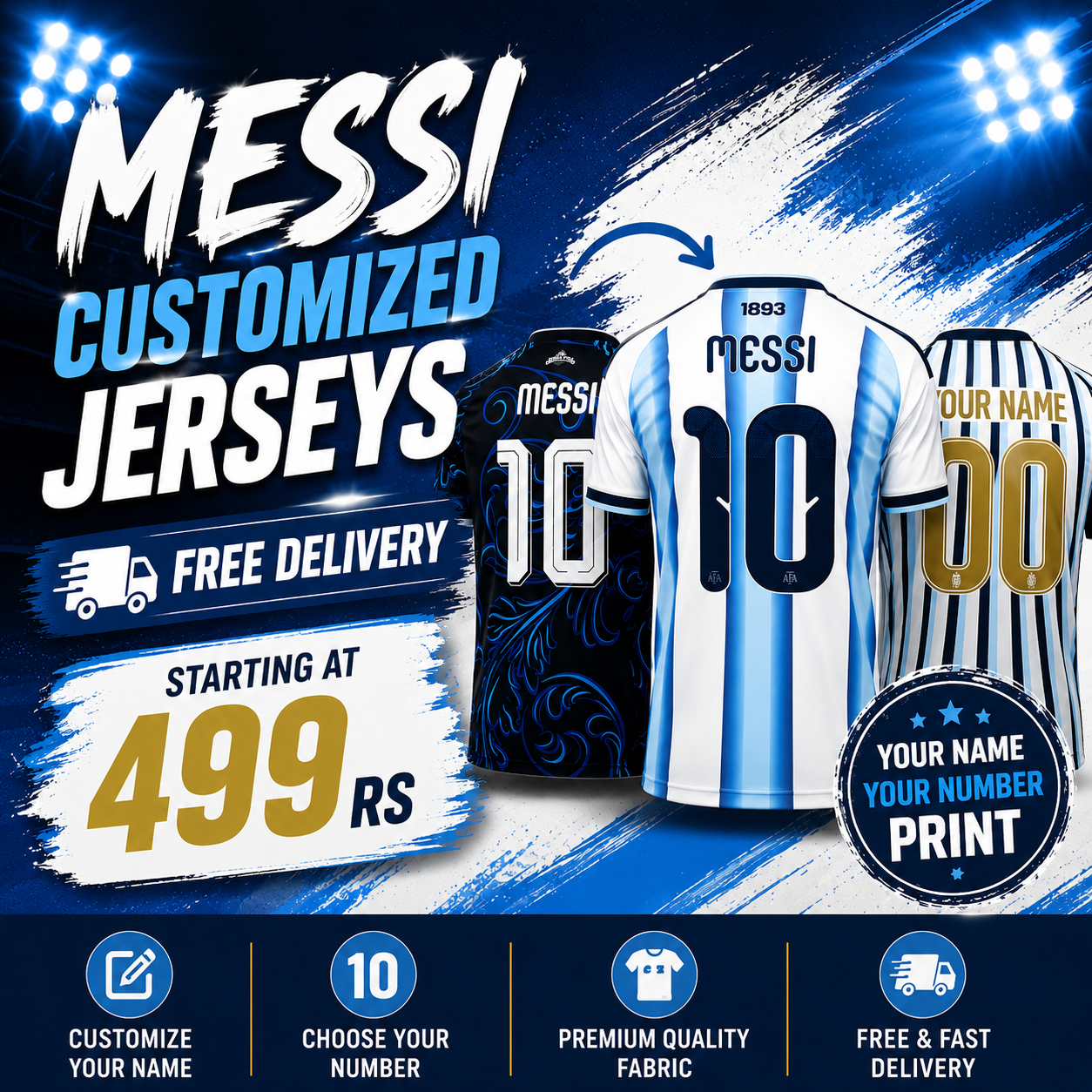 Messi Jerseys Customized with your name number