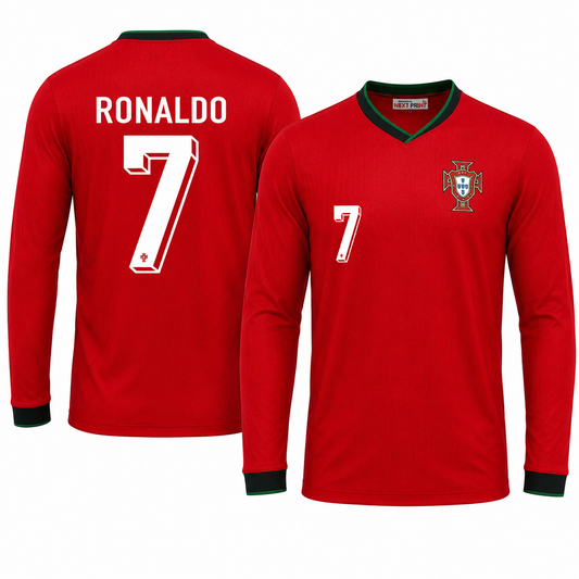 Cristiano Ronaldo #7 Portugal Home Full Sleeve Jersey | Custom Name & Number Football Shirt