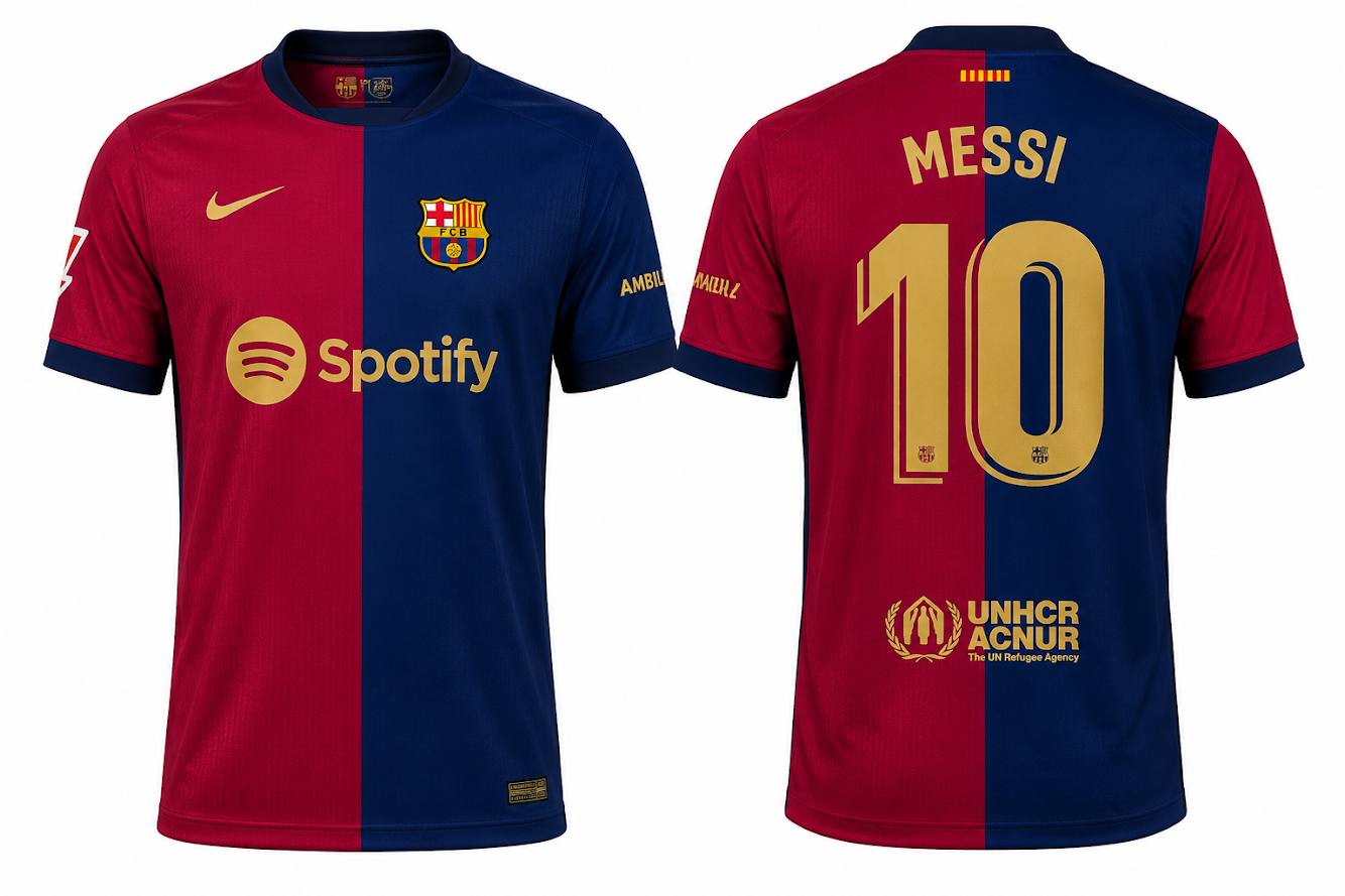 Jerseyjunction FC Barcelona Home Messi Jersey 2024/25 – Custom Name & Number Football Jersey