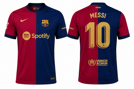 Jerseyjunction FC Barcelona Home Messi Jersey 2024/25 – Custom Name & Number Football Jersey
