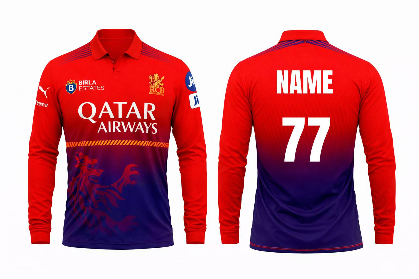 JerseyJunction Customized Bengaluru IPL Jersey 2025 polo neck half sleeve practice jersey