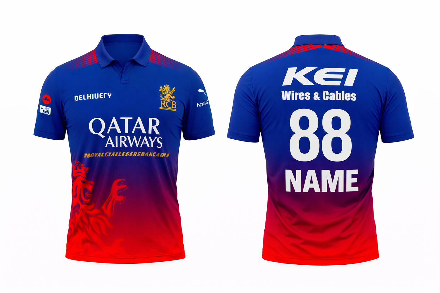 JerseyJunction Customized Bengaluru IPL Jersey 2024 polo neck half sleeve