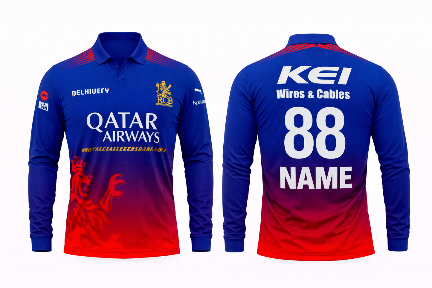 JerseyJunction Customized Bengaluru IPL Jersey 2024 polo neck full sleeve