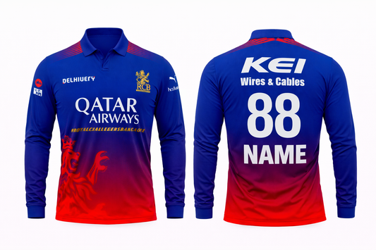 JerseyJunction Customized Bengaluru IPL Jersey 2024 polo neck full sleeve
