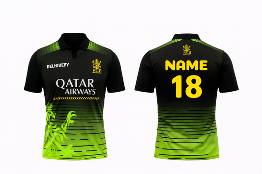 JerseyJunction Customized Bengaluru IPL Jersey 2024 polo neck half sleeve green jersey
