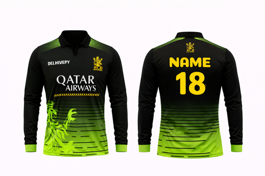 JerseyJunction Customized Bengaluru IPL Jersey 2024 polo neck full sleeve green jersey