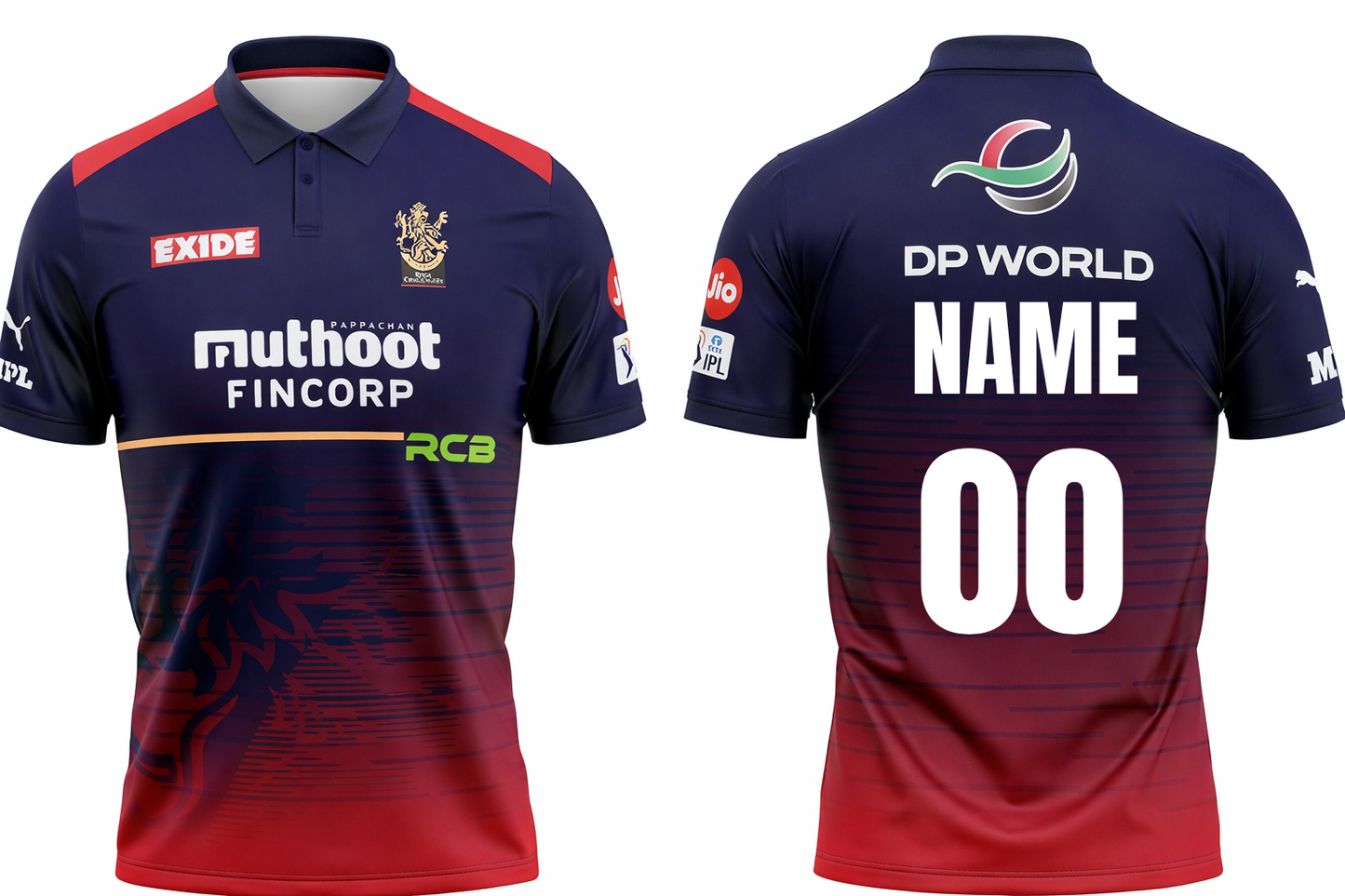 JerseyJunction Customized Bengaluru IPL Jersey 2022 polo neck half sleeve