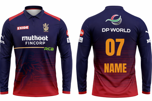JerseyJunction Customized Bengaluru IPL Jersey 2022 polo neck full sleeve