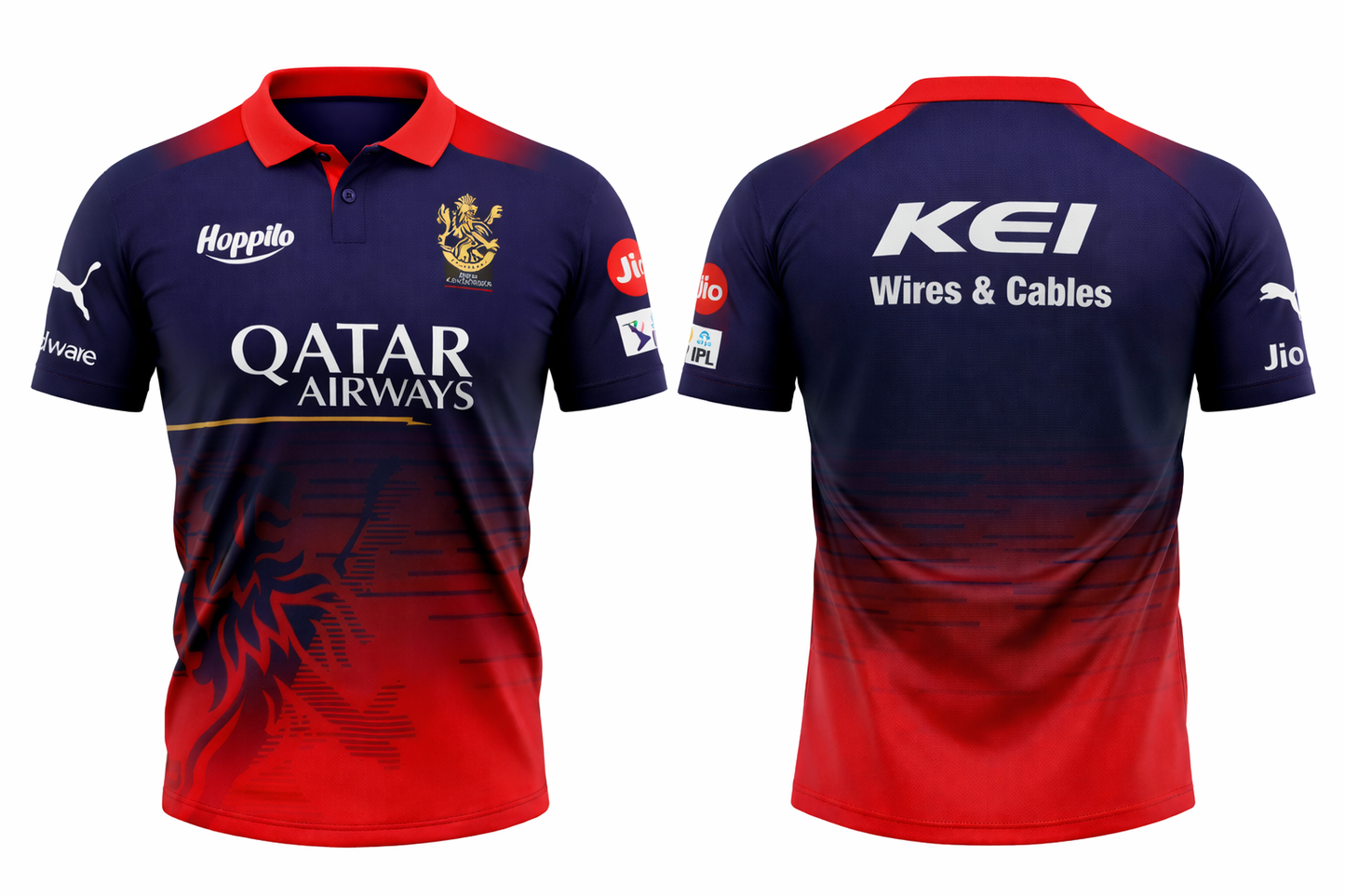 JerseyJunction Customized Bengaluru IPL Jersey 2023 polo neck half sleeves