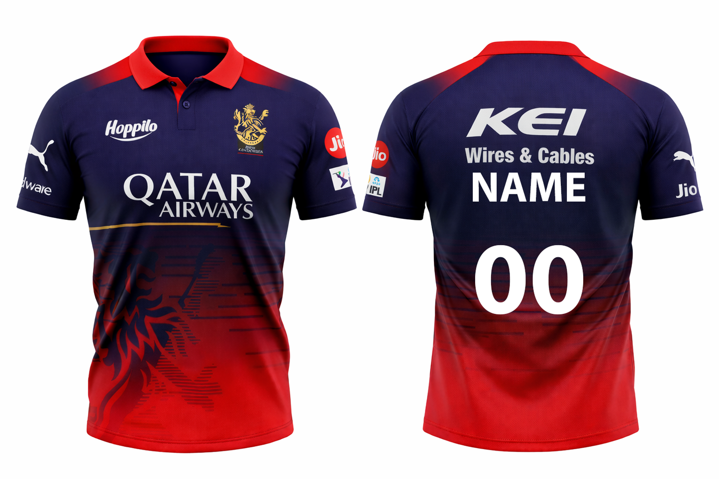 JerseyJunction Customized Bengaluru IPL Jersey 2023 polo neck half sleeves