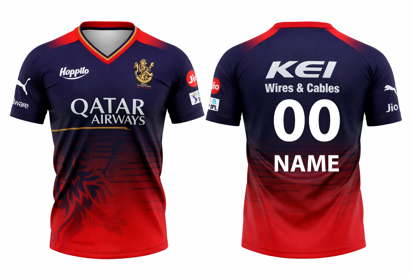 JerseyJunction Customized Bengaluru IPL Jersey 2023 V neck half sleeves