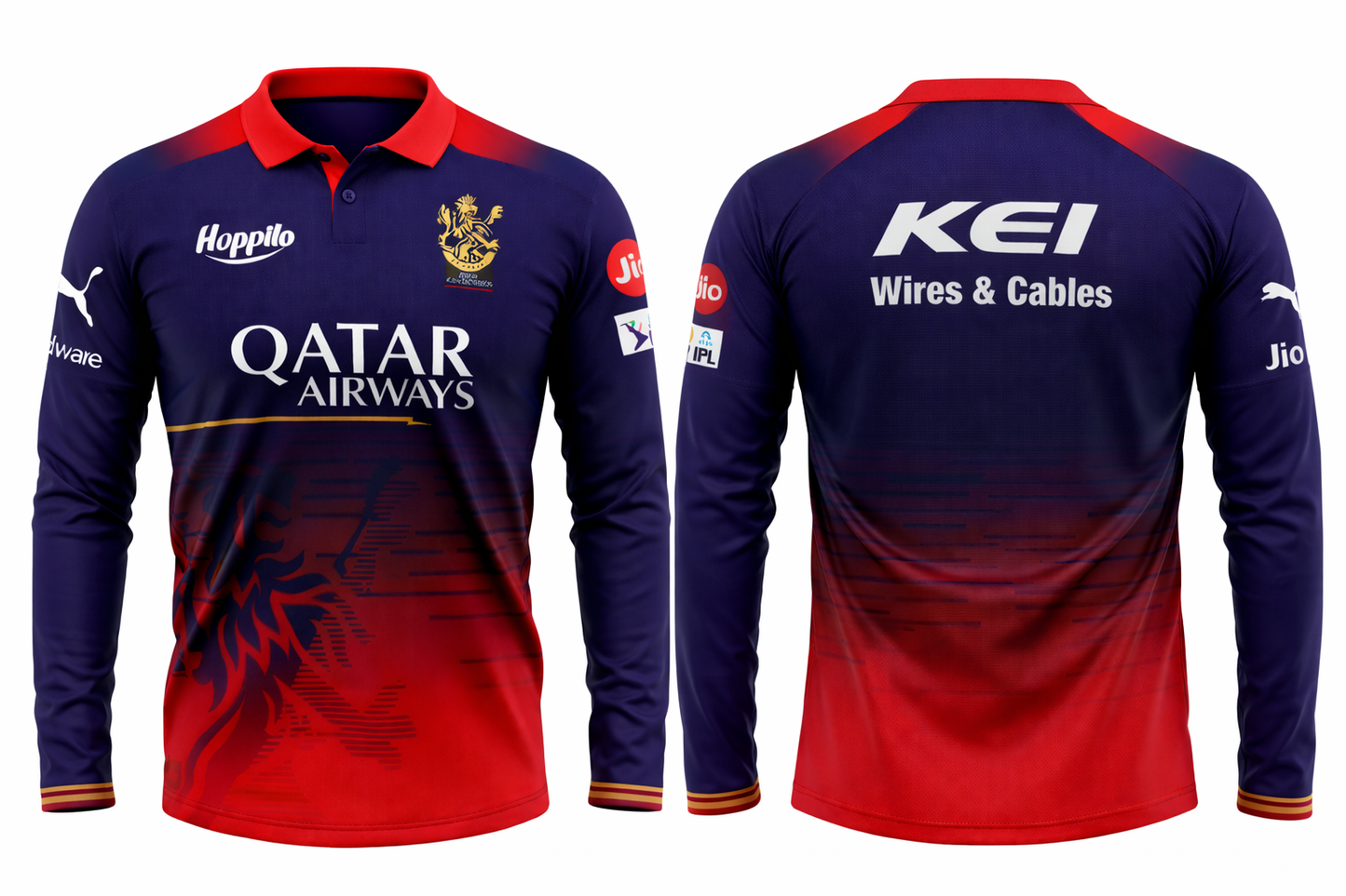 JerseyJunction Customized Bengaluru IPL Jersey 2023 polo neck full sleeves