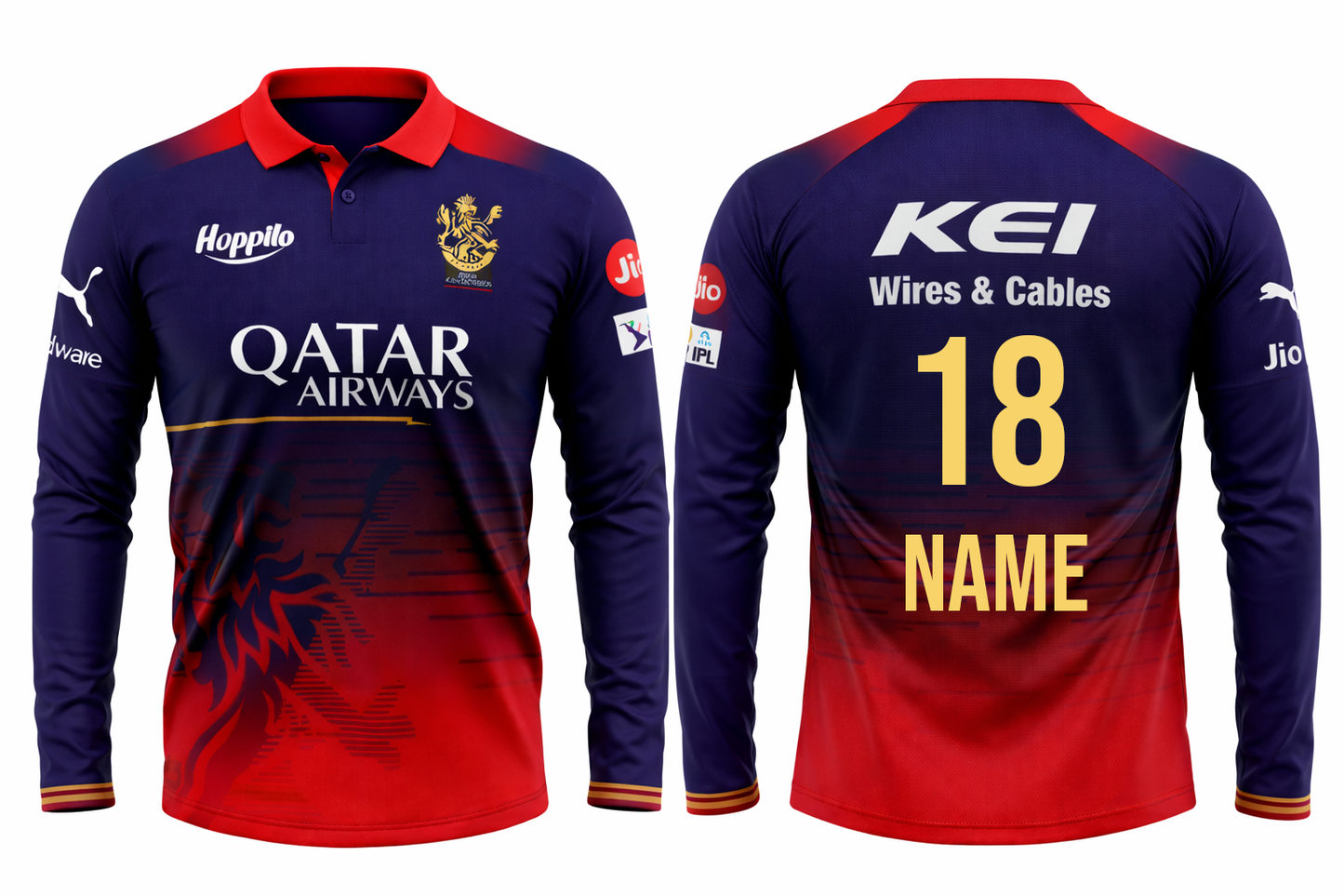 JerseyJunction Customized Bengaluru IPL Jersey 2023 polo neck full sleeves