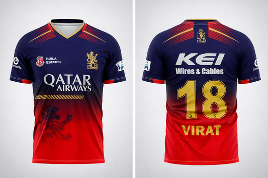 JerseyJunction Customized RCB Royal challengers Bangalore Jersey design V Neck 2025