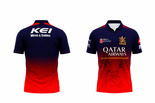 JerseyJunction Customized RCB Royal challengers Bangalore Jersey design Polo Neck 2025