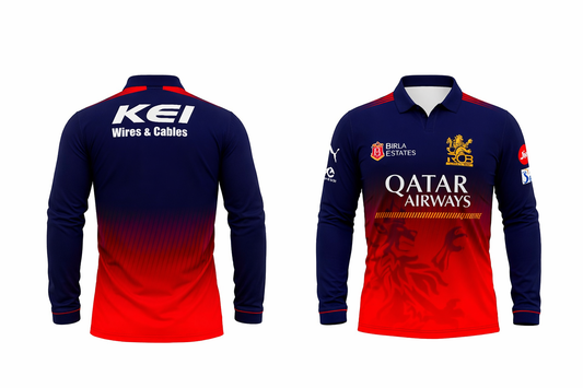 JerseyJunction Customized RCB Royal challengers Bangalore Jersey design Polo Neck full sleeves