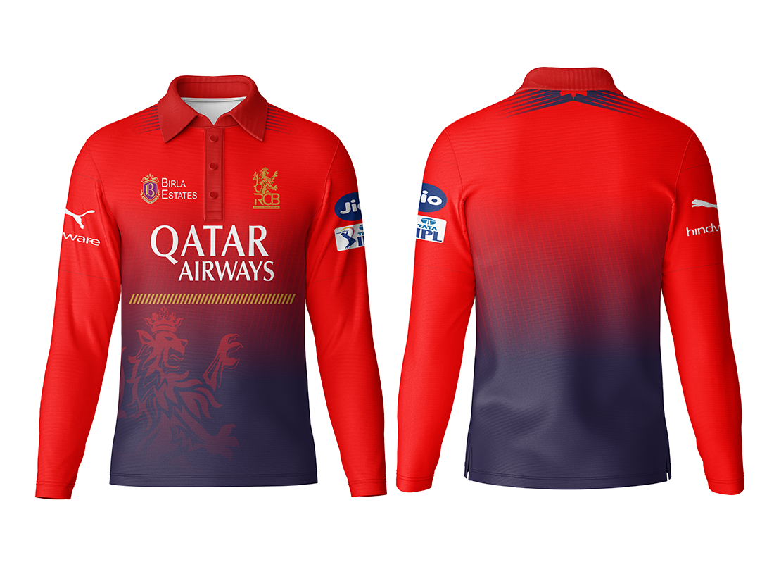 RCB Royal challengers bangalore practice  Full sleeve polo neck customized jersey