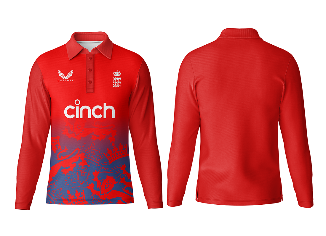 England red customized polo neck jersey full sleeve