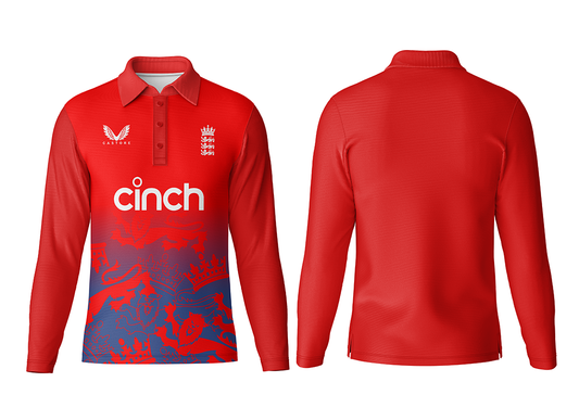 England red customized polo neck jersey full sleeve