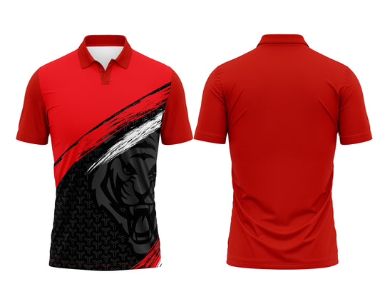 Red Polo Neck Custom Jersey – Name & Team Logo